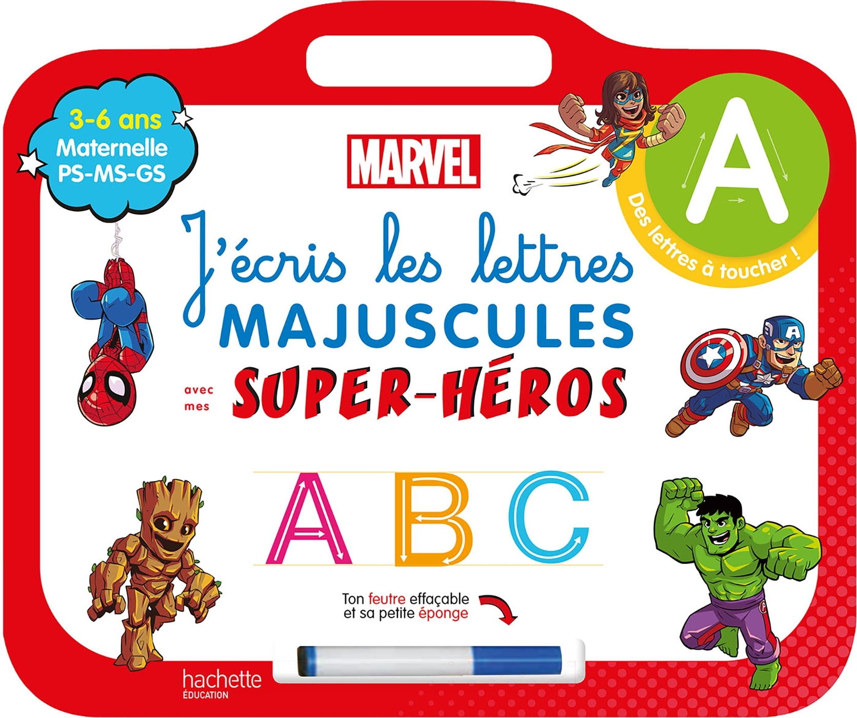 Disney - Mes Super-Heros Marvel - Ardoise J'Ecris Les Lettres Majuscules  (3-6 Ans)